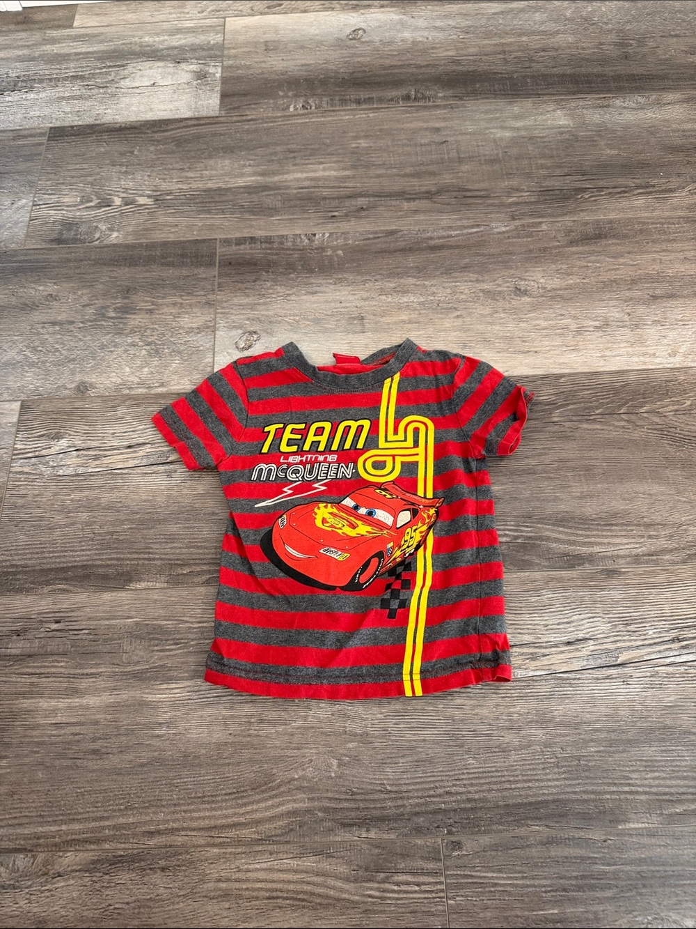 Disney Cars Red & Gray Striped Kids Tee